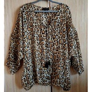 Lane Bryant Women's Blouse Size 18/20 Flattering Pullover Sheer Animal Print EUC